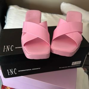 Barbie pink platform slides sandals from INC never worn still in box